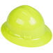 A close up of a yellow Cordova Duo full-brim hard hat with a white background.