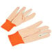 A pair of Cordova cotton canvas work gloves with orange PVC dotted palms.