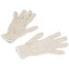 A pair of white Cordova polyester / cotton work gloves.