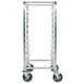An unassembled aluminum Regency steam table pan rack with wheels.