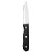 A Walco stainless steel steak knife with a heavy duty black Delrin handle.
