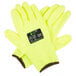 A pair of Cordova heavy duty work gloves with yellow Hi-Vis yellow polyurethane palms and wrists.