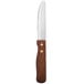 A Walco stainless steel steak knife with a jumbo hardwood handle.