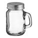 An Acopa mini mason jar salt and pepper shaker with a handle and lid.