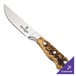 A Walco stainless steel steak knife with a brown wooden handle.