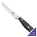 A Walco stainless steel steak knife with a black Delrin plastic handle.