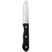 A Walco stainless steel steak knife with a black Delrin handle.