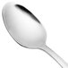 A close-up of a Walco stainless steel dessert spoon with a silver handle.