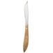 A Walco stainless steel steak knife with a Pakka wood handle.