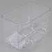 A clear plastic bowl with a handle and lid for a Crathco refrigerated beverage dispenser.