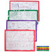 A white background with colorful Hoffmaster Kids Color Me Design placemats.