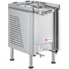 A stainless steel Crathco Mini-Twin cold beverage dispenser base with a lid.