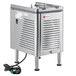 A Crathco Simplicity Mini-Twin cold beverage dispenser base on a counter with a metal cover.
