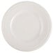 An Ivory china plate with a decorative edge.