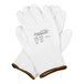 A pair of white Cordova Javelin HPPE and synthetic fiber gloves with a white polyurethane palm coating, size extra large.