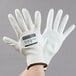 A pair of Cordova Monarch white gloves with white polyurethane palm coating.