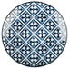 An Arcoroc Candour Azure porcelain salad plate with a blue and white pattern.