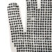A close up of a pair of Cordova warehouse gloves with black dots on them.