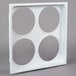 A white square Avantco 4-hole plastic can holder.