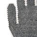 A close-up of a Cordova warehouse glove with black PVC dots on a white background.