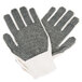 A pair of Cordova work gloves with black PVC dots on the palms.