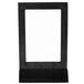 A black rectangular wood frame with a white background.