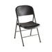 A Lancaster Table & Seating black folding chair with a charcoal metal frame.