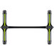 The polished aluminum FLAT Tech table base with black and yellow self-stabilizing devices.