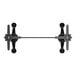 A black self-stabilizing cast iron table base with a central connecting rod and cross-shaped supports at each end.