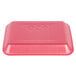 A pink foam meat tray with the number 2 on it.