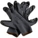 A pair of gray gloves with black nitrile palms.