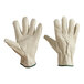 A pair of Cordova grain pigskin driver's gloves with green trim on the wrists.