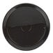 A black round catering tray with a circular design and a black band around the edge.