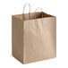 A bundle of Duro brown paper shopping bags with handles.