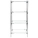 A Metro chrome wire shelving unit with four shelves.