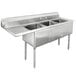 A stainless steel Advance Tabco 3 compartment sink with a left drainboard.