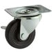 A True black metal swivel plate caster with brake.