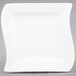 A CAC Miami bone white square porcelain plate with a curved edge.