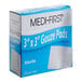 A box of Medi-First sterile 3" x 3" gauze pads containing 25 pads.
