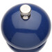 A Chef Specialties cobalt blue salt mill with a silver top and knob.