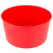 A red plastic bowl for a Choice beverage dispenser on a white background.