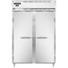 A white rectangular Continental reach-in freezer with two solid doors and silver handles.