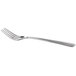 A close-up of an Acopa Harmony stainless steel salad/dessert fork with a silver handle.