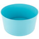 A blue plastic circle with a white border.