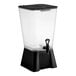 A 5-gallon black beverage or juice dispenser with a spigot and a square base.