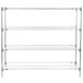 A chrome Metro stationary wire shelving unit with four shelves.