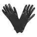 A pair of long black PVC gloves with a smooth finish and interlock lining.