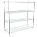 A chrome Metro wire shelving unit with four shelves.