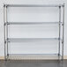 A Metro chrome wire shelving unit with four shelves.