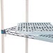 A MetroMax Q metal shelving unit with two shelves.
